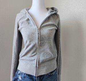 Juicy Coutre Gray Women's Size M Zip-Up Hoodie Barbiecore Runs Small